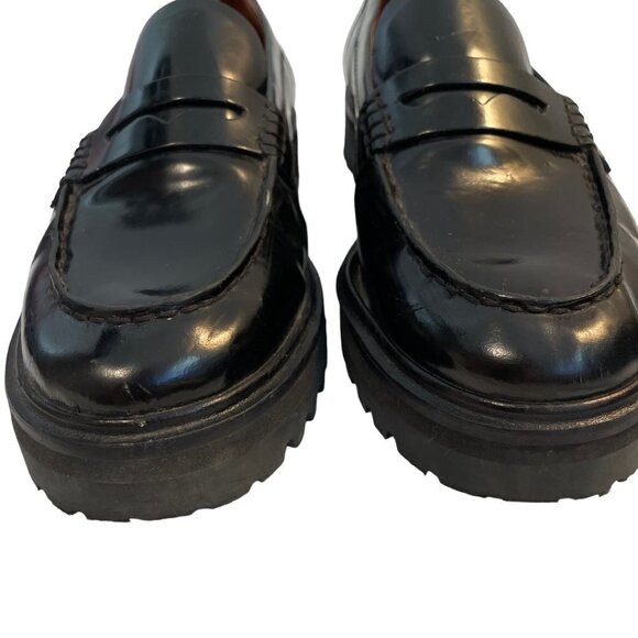 Reformation Agathea Leather Chunky Loafers Black Size 8.5 - Picture 4 of 14